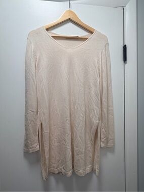 Peruvian Connection Cream V-Neck Long Sleeve Tunic
